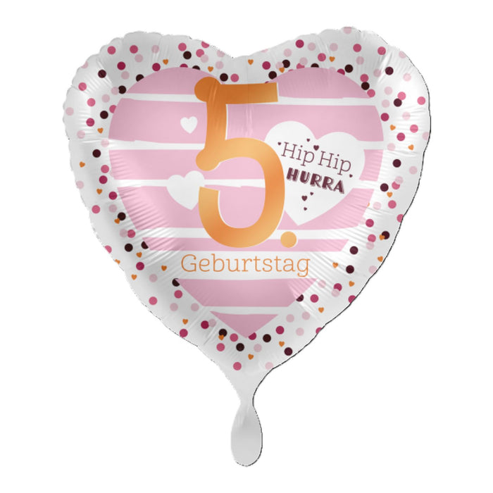 ABC18 Herz Folienballon Hip Hip Hurra #5 | Ø 43 cm