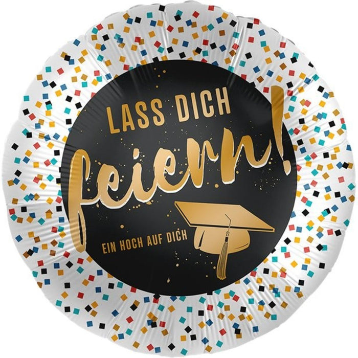 ABC18 Folienballon "Lass dich feiern!" | Ø 43 cm