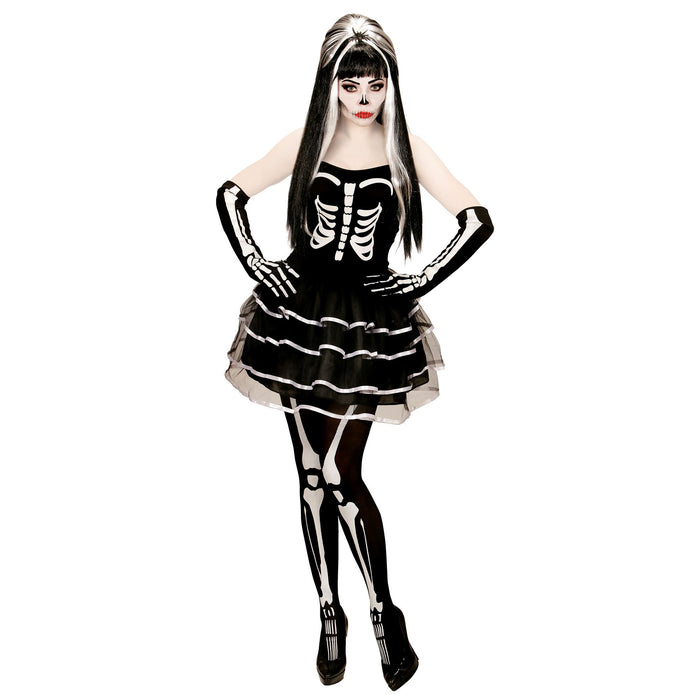 Kostüm Lady Skelett Korsage (Kleid,Handschuhe)