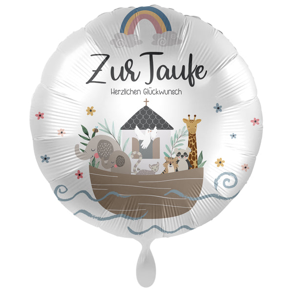ABC18 Folienballon "Zur Taufe" | Ø 43 cm Weiß