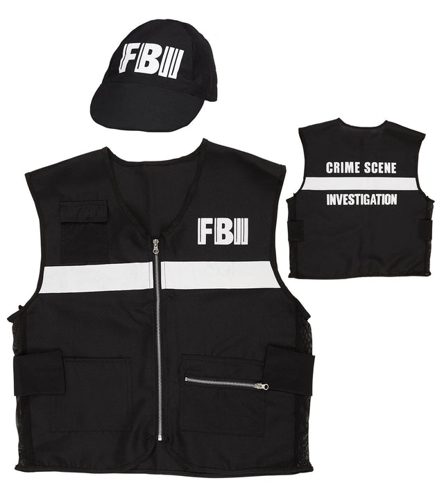 FBI Kostümset für Erwachsene - Weste und Kappe | Größe M/L