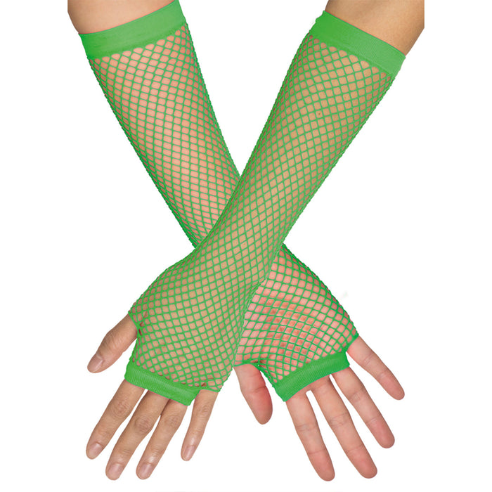 Lange Fingerlose Netzhandschuhe "New York" | Neon Grün