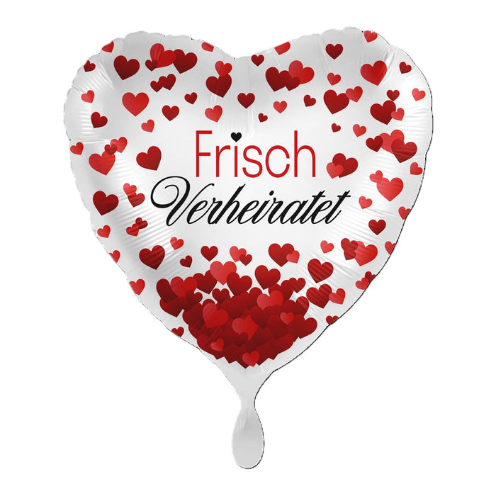ABC18 Herz Folienballon "Frisch Verheiratet" | Ø 43 cm