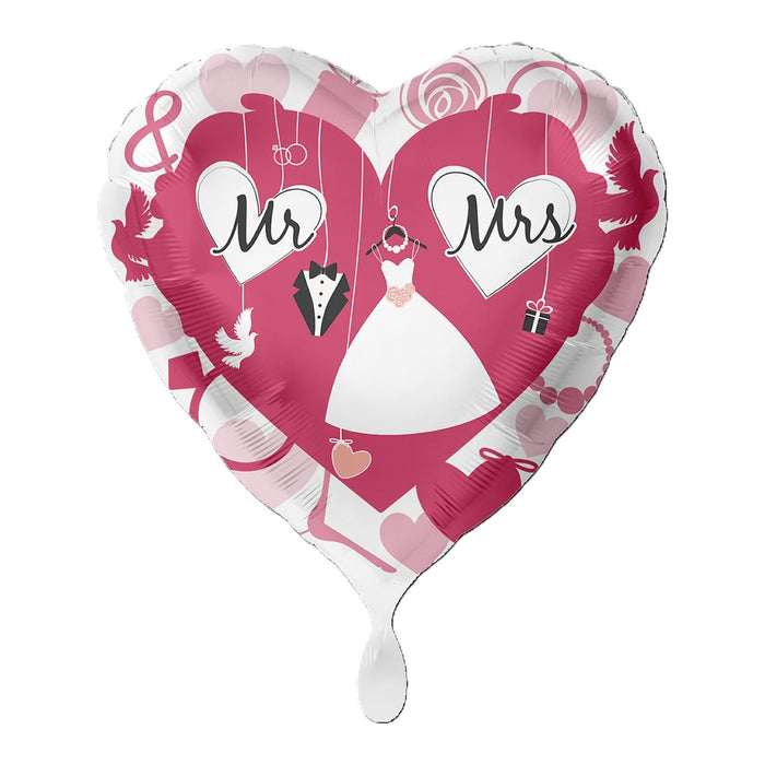 ABC18 Herz Folienballon "Mr. & Mrs." | Ø 43 cm