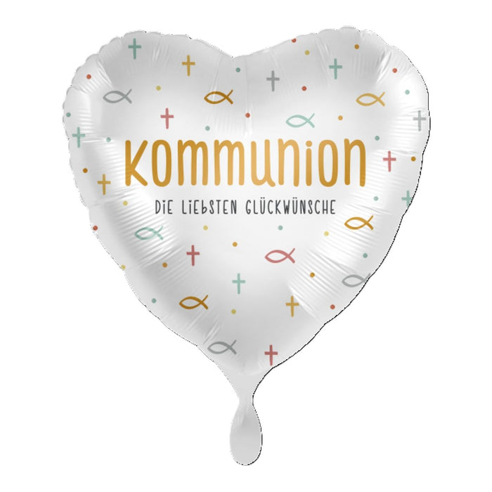 ABC18 Herz Folienballon "Kommunion die liebsten Glückwünsche" | Ø 43 cm