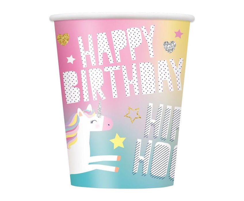 Pappbecher Einhorn Happy Birthday 266ml/8Stk.
