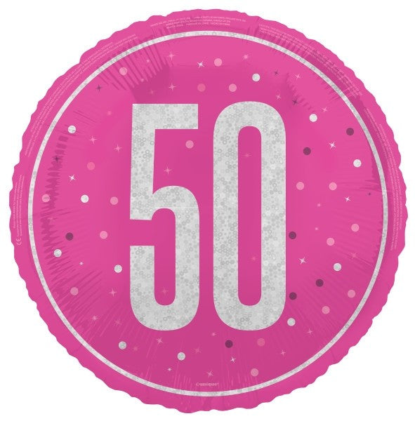 ABC18 Folienballon "#50" Glitz | Ø 45 cm Pink