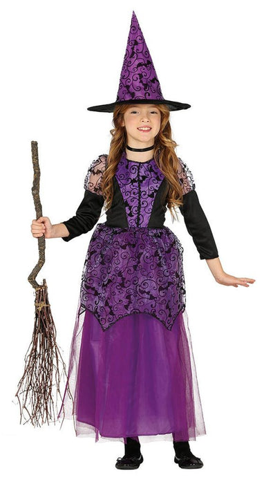 Kostüm Kid Hexe Spitze Kleid m. Hut 10-12J.