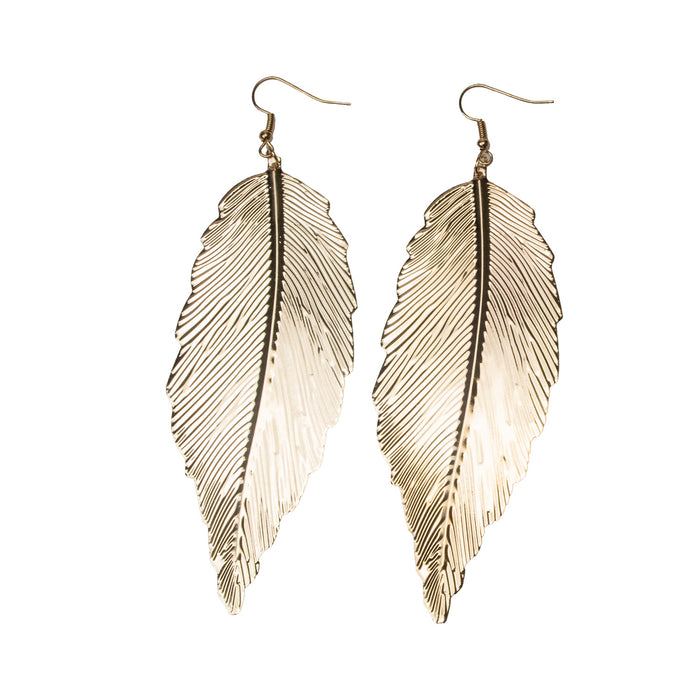 Goldene Feder Ohrringe - Modeschmuck zum Indianerin Kostüm