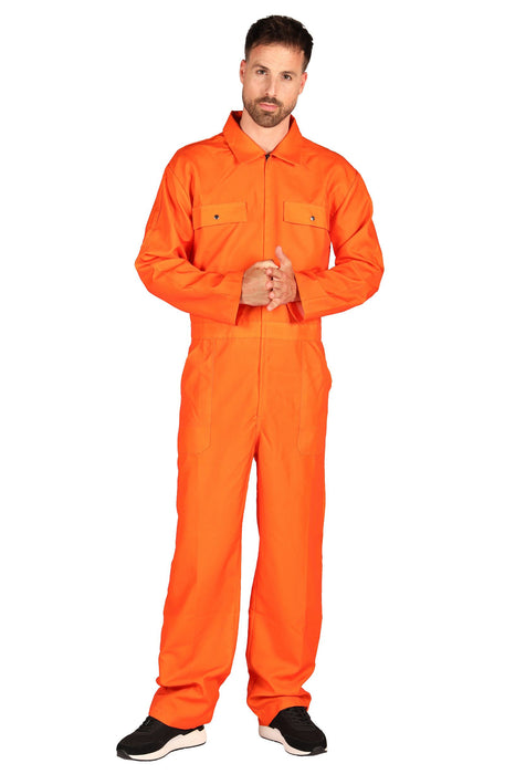 Gefangener Kostüm für Herren "Orange County" | Häftling Overall Langarm