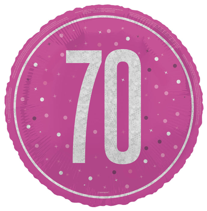 ABC18 Folienballon "#70" Glitz | Ø 45 cm Pink