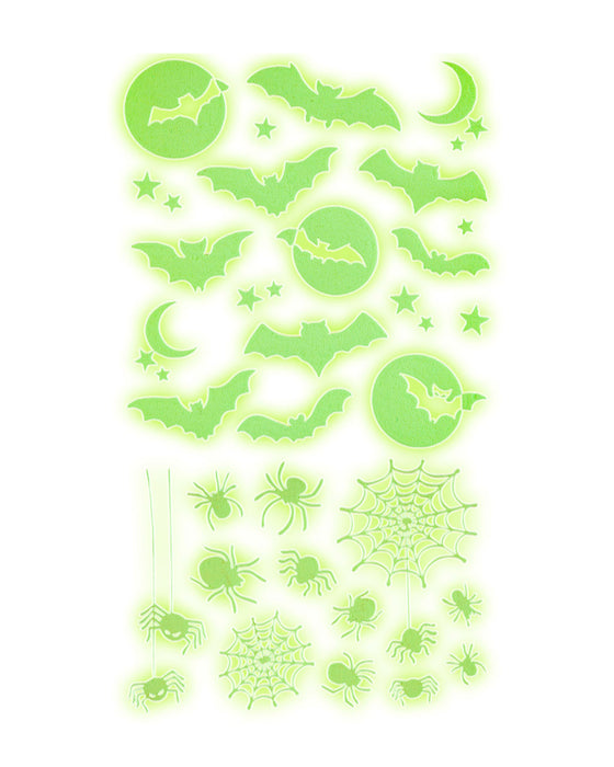 Leuchtende Halloween Deko Sticker "Spinnen" | 21 x 15 cm