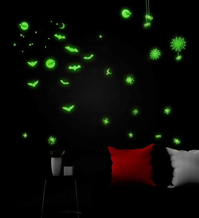 Leuchtende Halloween Deko Sticker "Spinnen" | 21 x 15 cm