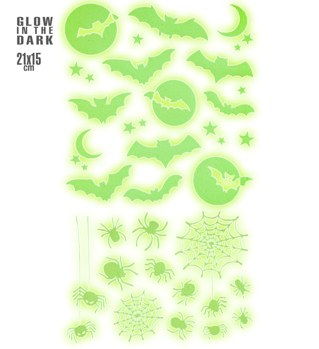 Leuchtende Halloween Deko Sticker "Spinnen" | 21 x 15 cm