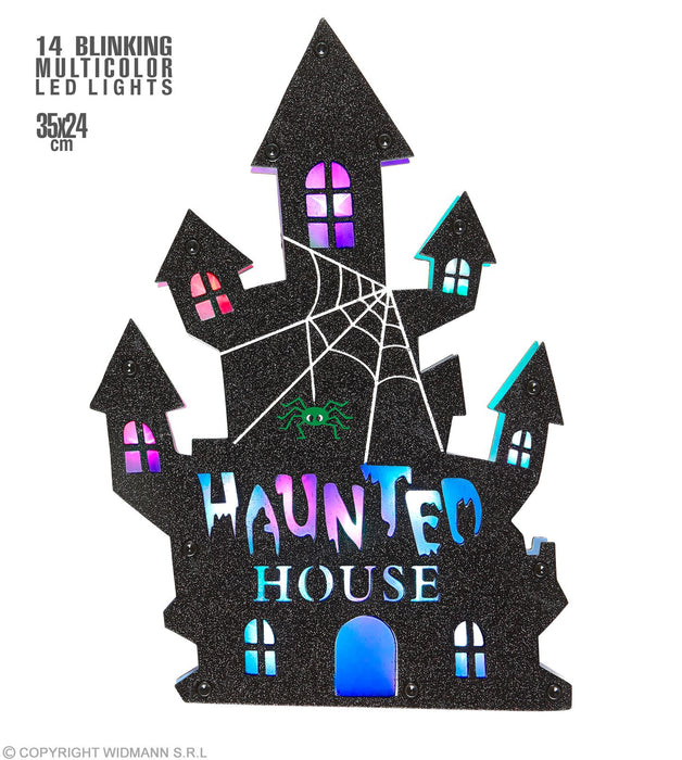 Leuchtendes Spukhaus "Haunted House" LED 35 x 24 cm | Mehrfarbig Halloween Dekoration