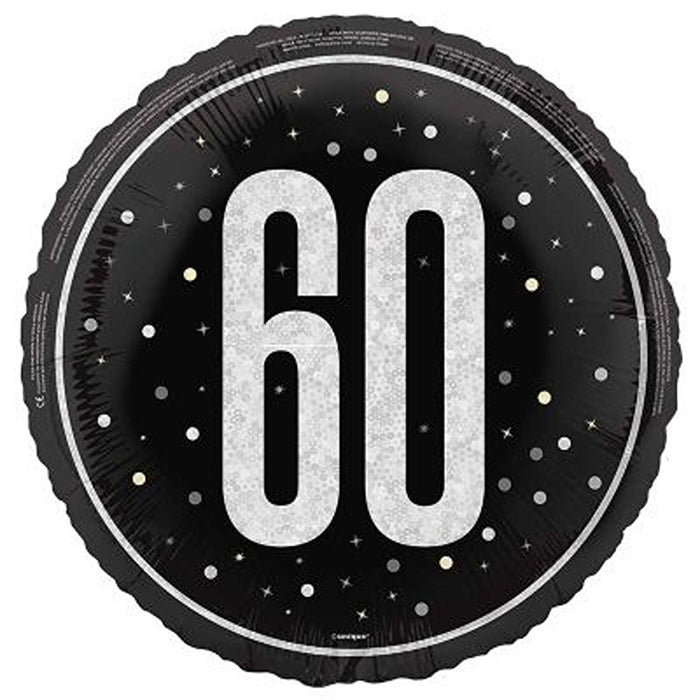 ABC18 Folienballon "#60" Glitz | Ø 45 cm Schwarz