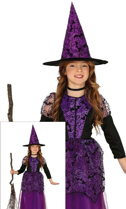 Kostüm Kid Hexe Spitze Kleid m. Hut 7-9J.
