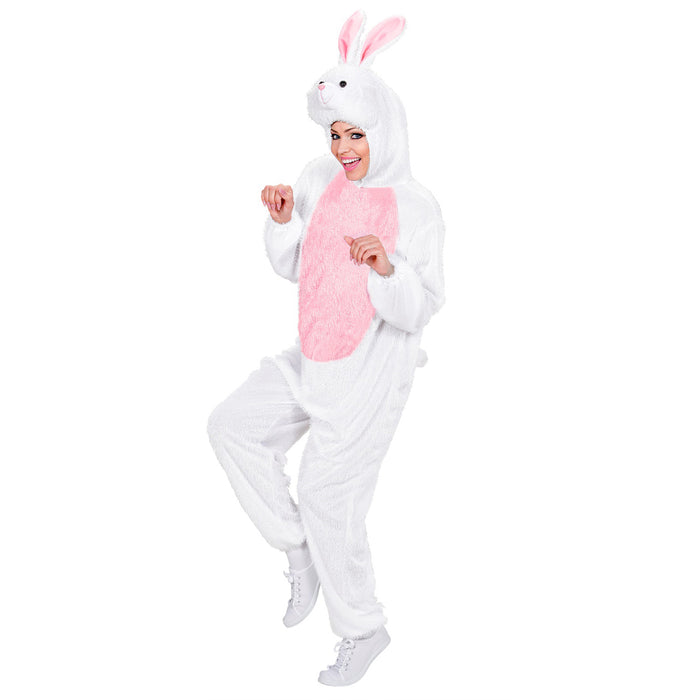 Hase Kostüm für Erwachsene | Weiß Rosa - Overall Tierkostüm