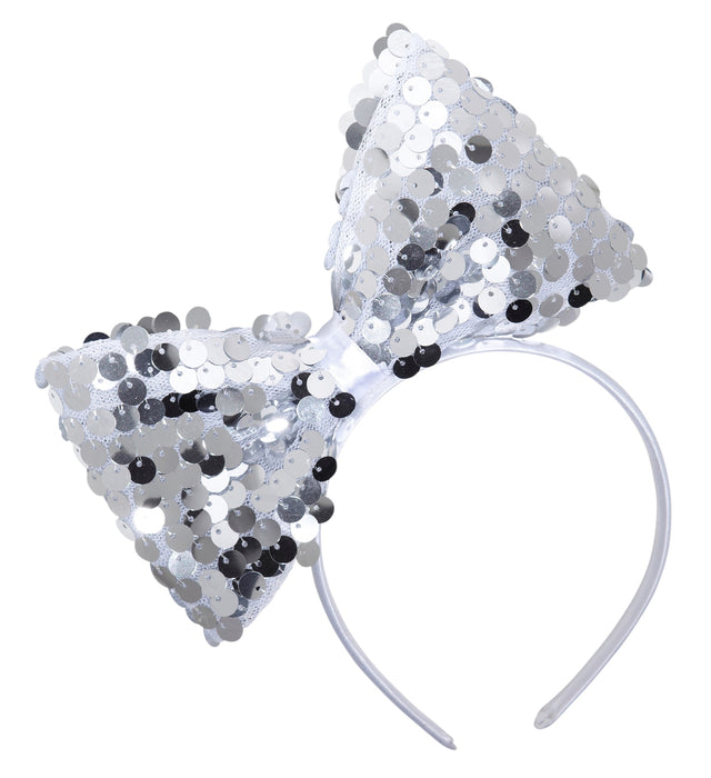 Pailletten Haarreif "Schleife" | Silber