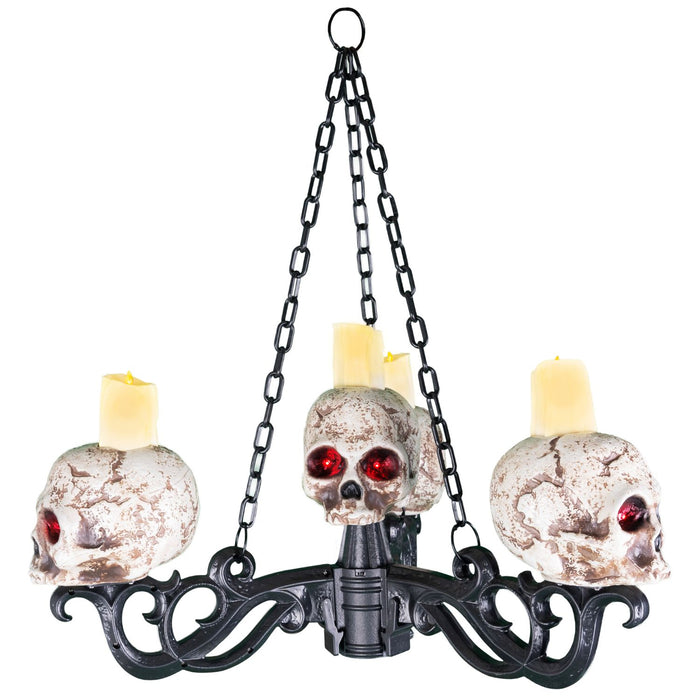 Halloween Dekofigur "Kerzenleuchter mit Totenköpfen 3 in 1" mit Licht | 155 cm