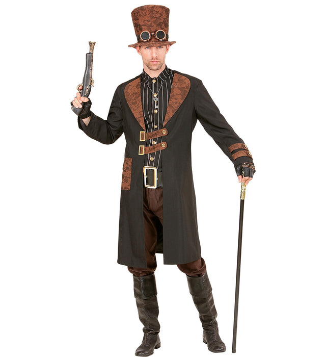 Steampunk Herren Kostüm "Steamwell" | Mantel mit Hemd und Hut