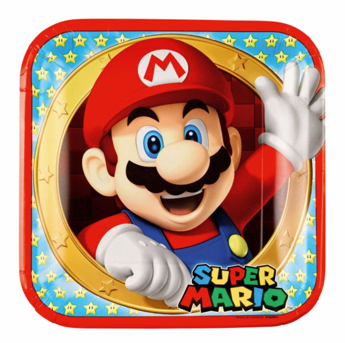 Pappteller "Super Mario" Quadratisch | Ø23cm/8Stk.