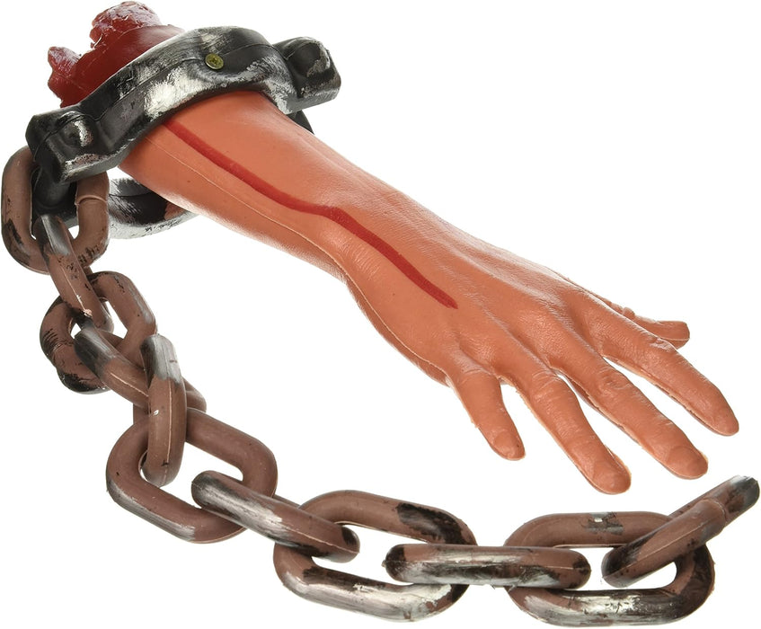 Halloween Abgehackter Arm an Kette Blutig & Realistisch Grusel Deko für Horrorpartys, Spukhaus & Outdoor