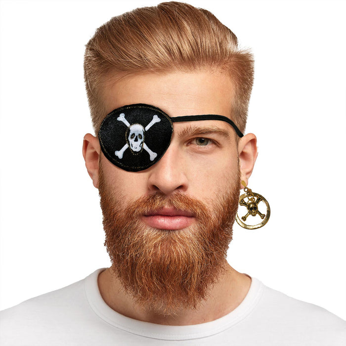 Piraten Set "Totenkopf" 2-tlg. | Ohrring und Augenklappe