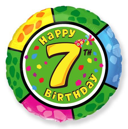 ABC18 Folienballon "Happy 7th Birthday" | Ø 45 cm