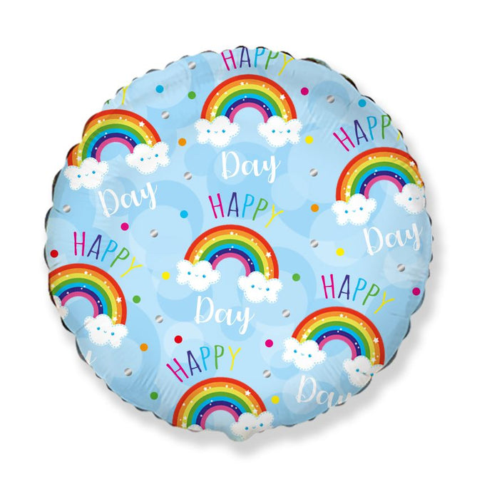 ABC18 Folienballon "Happy Day" Rainbow | Ø 45 cm Blau