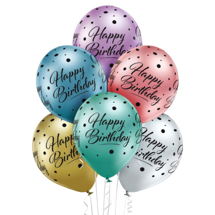Luftballon Ø30cm Happy Birthday | 6 Stk. Bunt