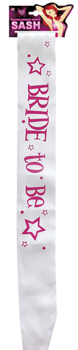 JGA Brautparty Accessoires - "Bride to Be" Schärpe Hochzeit - Weiß Rosa