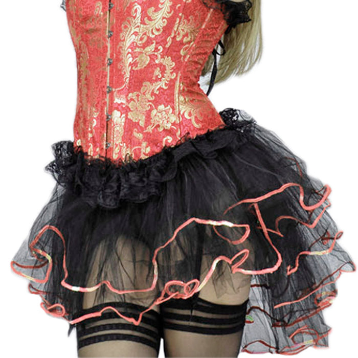 Burlesque Volant Rock mit Pailletten - Schwarz Rosa | Minirock Karneval Cosplay