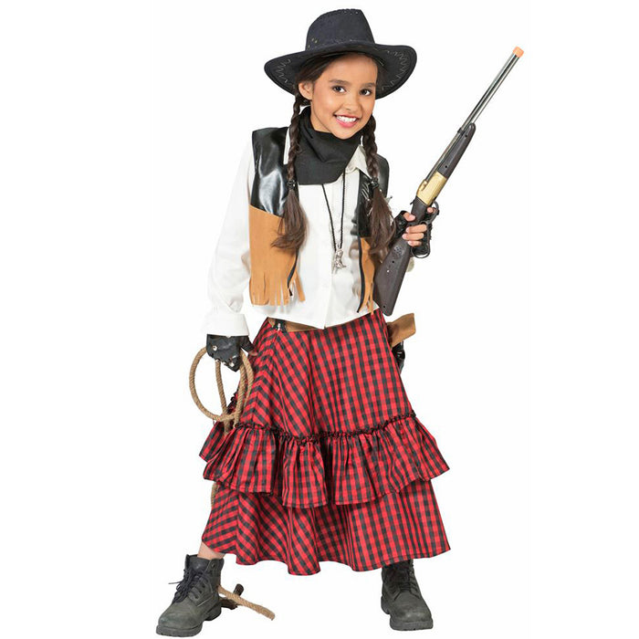 Cowgirl Kostüm "Austine" für Mädchen | Rot Schwarz