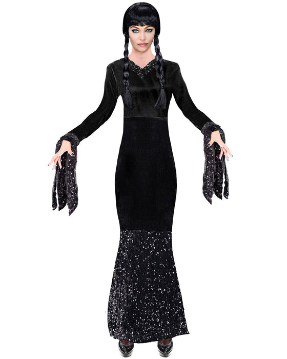 Dark Girl Wednesday Damenkostüm - Glamour Abendkleid Schwarz