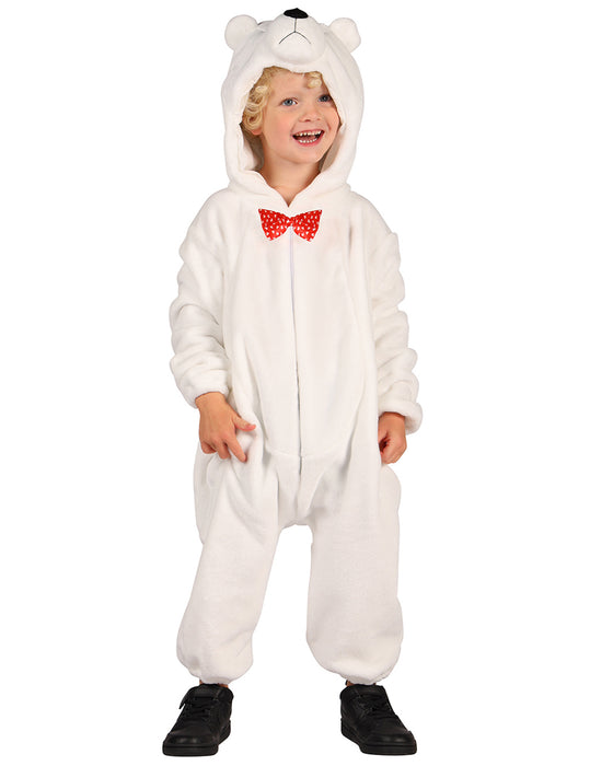 Eisbär Babykostüm | Weißer Overall mit Kapuze