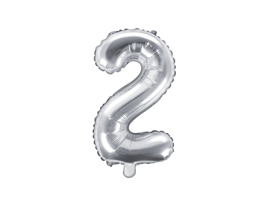 ABCBallonzahl ca. 35cm #2 Silber