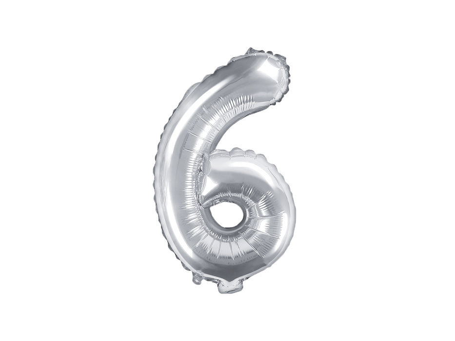 ABCBallonzahl ca. 35cm #6 Silber