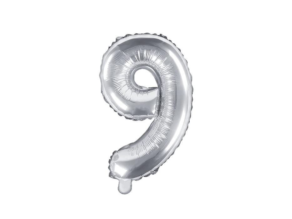 ABCBallonzahl ca. 35cm #9 Silber