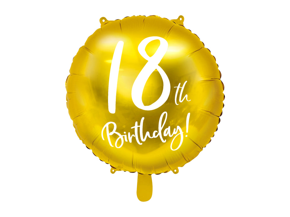 ABC18 Folienballon "18th Birthday" | Ø 45 cm Gold