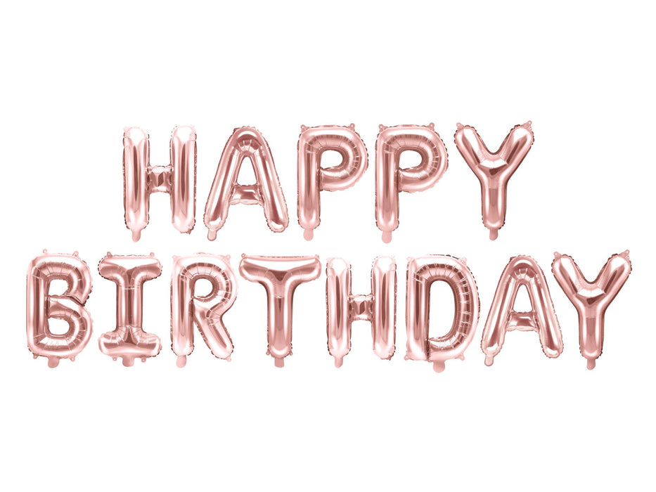 Ballongirlande "HAPPY BIRTHDAY" 340x35cm | Roségold
