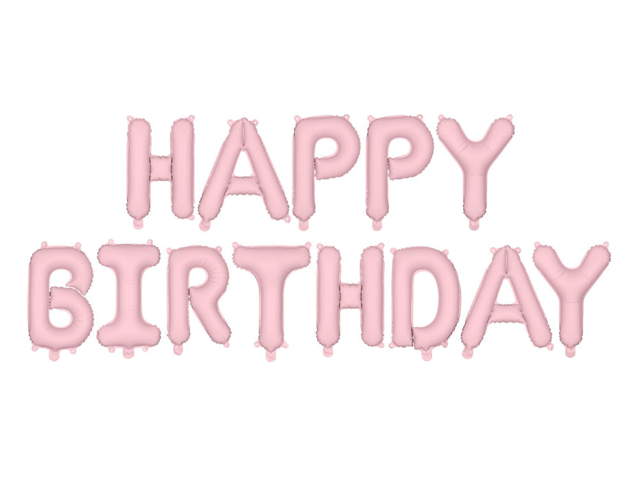 Ballongirlande "HAPPY BIRTHDAY" 340x35cm | Rosa