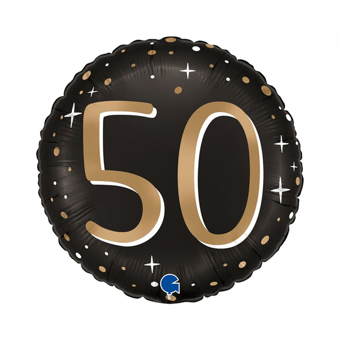 ABC18 Folienballon "Sparkling Black" | Ø46cm #50