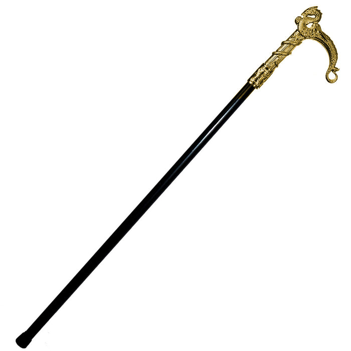 Gehstock aus Kunststoff | Drachen - Schwarz Gold 110 cm