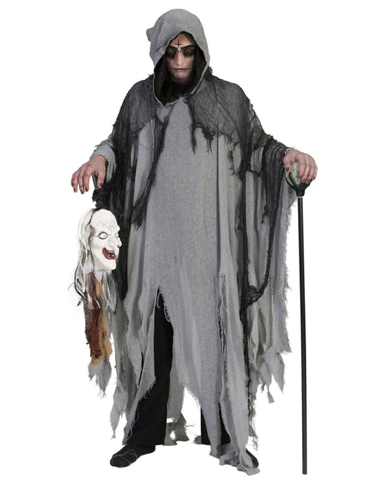 Halloween Umhang mit Kapuze | Grau