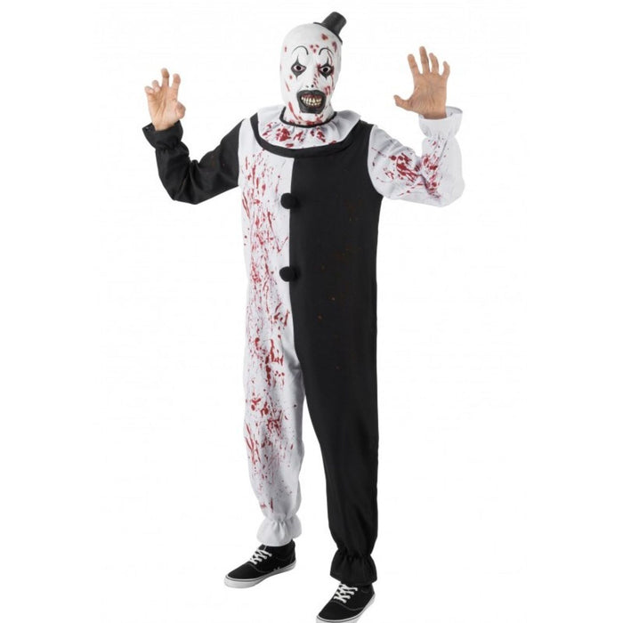 TERRIFIER® Kostüm "Art The Clown" Jumpsuit für Herren | Schwarz/Weiß mit Blutspritzern