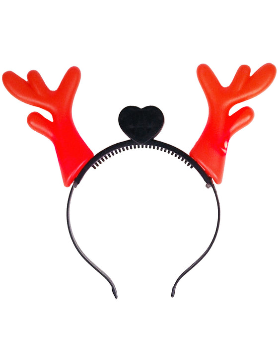 Haarreif LED Rentier Geweih | Rot - Weihnachten