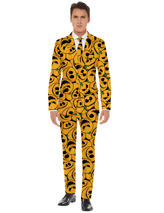 Halloween Designer Anzug "Pumpkin" 3-tlg. - Herren Kostüm | Orange