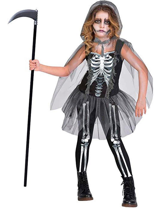 Halloween Kostüm "Skeleton Reaper" für Mädchen | Horror Skelett Kleid Teenager