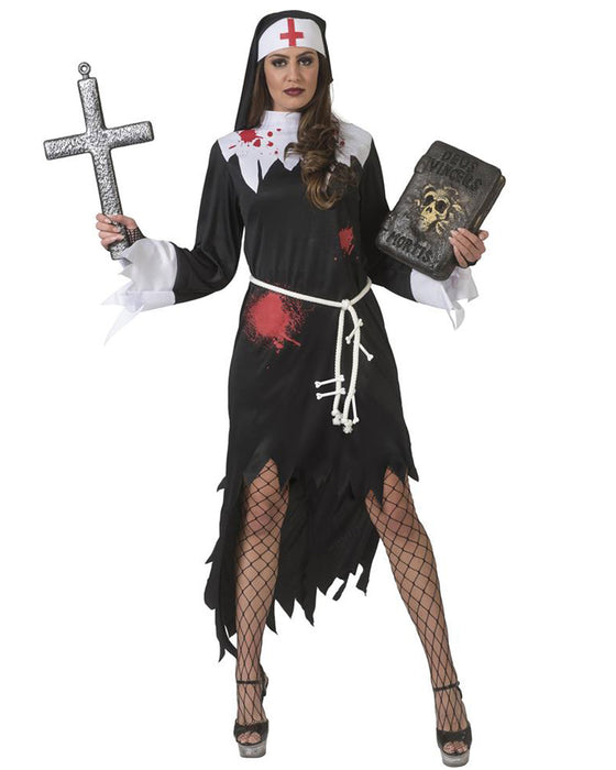 Teufelin Nonne "Luzia" für Damen - Halloween Kostüm | Schwarz Rot